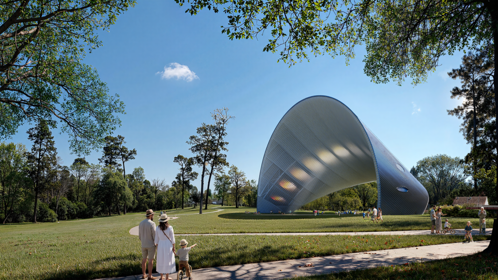 Arch of Time is a Land Art Generator artwork designed by Riccardo Mariano. Incorporating solar photovoltaic modules it will generate 400,000 kWh per year, offsetting the electricity demand of the surrounding city. The artwork makes for an exceptional venue for events, learning, discovery, and play. As a time measuring device, the Arch keeps track of the sun as it moves across the sky, engaging visitors with a magical light display within a comfortably shaded outdoor space. Originally a submission to LAGI 2019 Abu Dhabi.